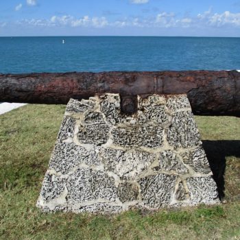The 17th Century British British Cast Iron Cannon On Boca Chita Before Treatment. It Was Recovered In The 1930’s From The Wreck Of The HMS Winchester (1695)