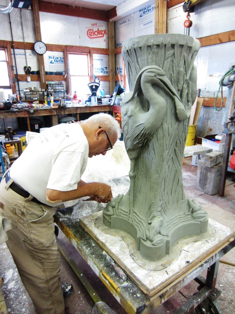 7. Sculpting in Clay - Cleveland Museum of Art McKay Lodge Conservation Heron Drinking Fountain Reproduction