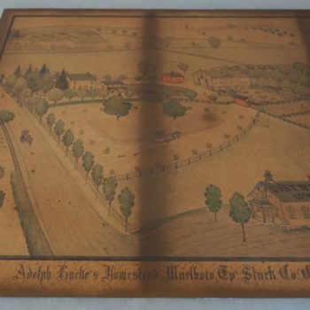 Graphite And Colored Pencils On Paper Drawing Of Homestead In Ohio By Ferdinand Brader