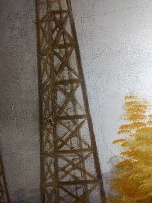Detail of an oil rig in one of I.M. Taylor's murals